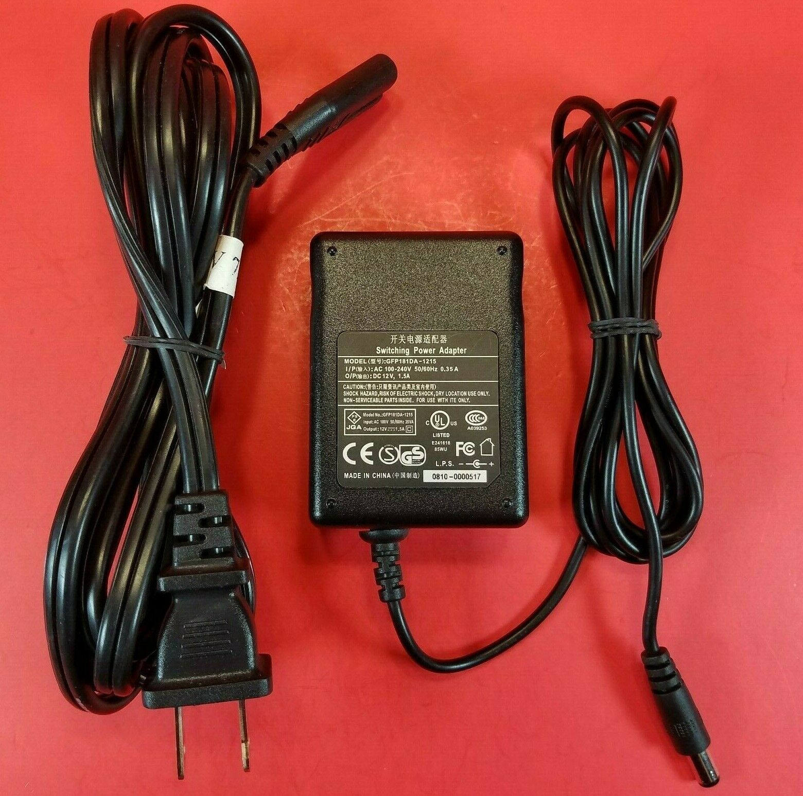 JQA Model No GFP181DA-1215 Switching Power Supply Adapter 12V 1.5A AC/DC Adaptor Type: Switching Power Adapter Featur